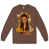 Chestnut Fall vibes afro woman Long Sleeve Tee - NancyCooperArtShop