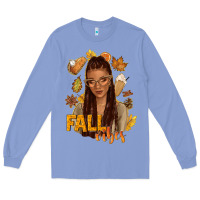 Colony Blue Fall vibes afro woman Long Sleeve Tee - NancyCooperArtShop