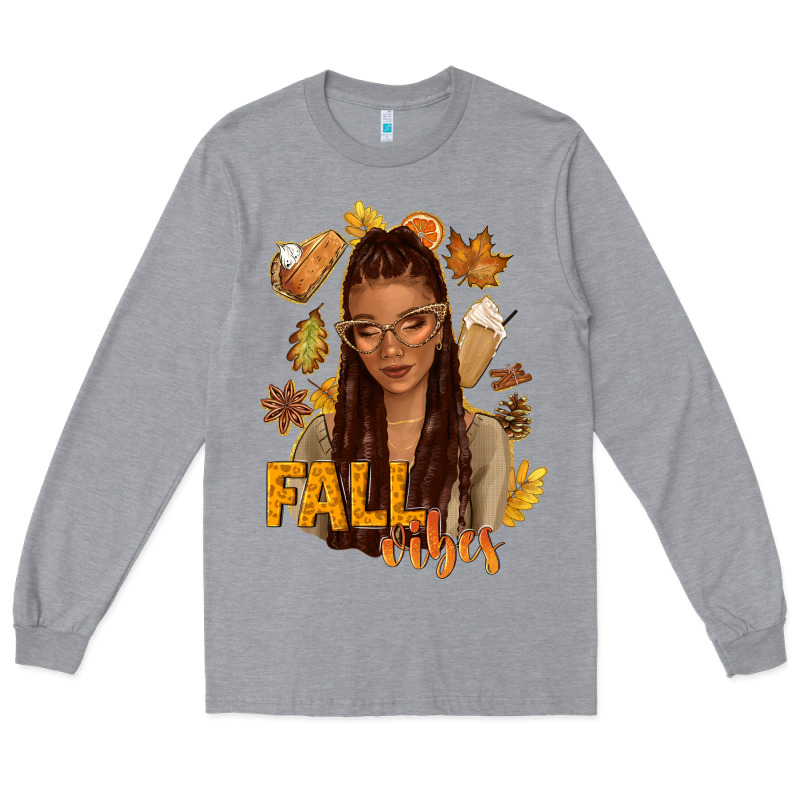 Fall Vibes Afro Woman Long Sleeve Tee by NancyCooperArtShop | Teevron