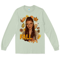 Matcha Fall vibes afro woman Long Sleeve Tee - NancyCooperArtShop