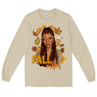 Mushroom Fall vibes afro woman Long Sleeve Tee - NancyCooperArtShop