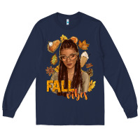Navy Fall vibes afro woman Long Sleeve Tee - NancyCooperArtShop