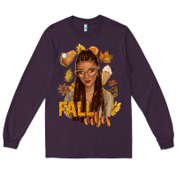 Plum Fall vibes afro woman Long Sleeve Tee - NancyCooperArtShop