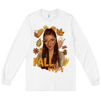 White Fall vibes afro woman Long Sleeve Tee - NancyCooperArtShop