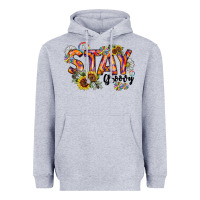 Heather Grey Stay Groovy Heavyweight Hoodie - CowhideDigitalArt