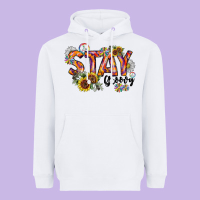 Stay Groovy Heavyweight Hoodie Designed By Cowhidedigitalart