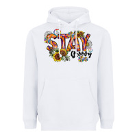 White Stay Groovy Heavyweight Hoodie - CowhideDigitalArt