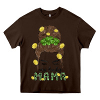 Chocolate Brown one lucky mama Heavy Core Tee - MaliasSmallBusiness