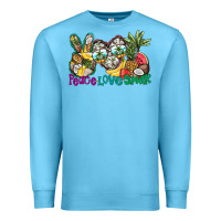 Ocean Blue Peace Love Summer Premium Sweatshirt - CowhideDigitalArt