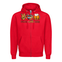Red peace love beer bbs Zipper Hoodie - BundleAndBundleShop