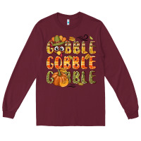 Burgundy Gobble gobble turkey Thanksgiving Long Sleeve Tee - NancyCooperArtShop