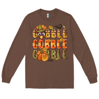 Chestnut Gobble gobble turkey Thanksgiving Long Sleeve Tee - NancyCooperArtShop