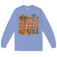 Colony Blue Gobble gobble turkey Thanksgiving Long Sleeve Tee - NancyCooperArtShop