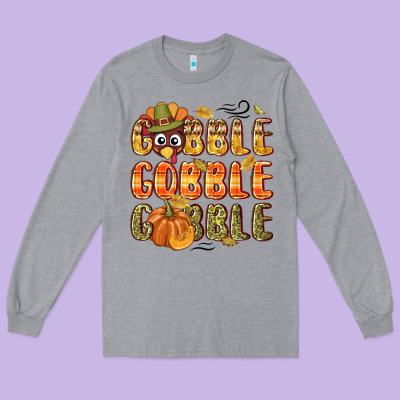Gobble Gobble Turkey Thanksgiving Long Sleeve Tee Designed By Nancycooperartshop