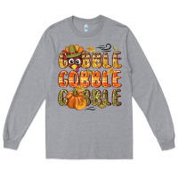 Heather Grey Gobble gobble turkey Thanksgiving Long Sleeve Tee - NancyCooperArtShop