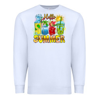 White Hello Summer Premium Sweatshirt - CowhideDigitalArt