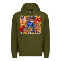 Army Green Fourth Of July Truck Premium Hoodie - FaDigitalArtStudio