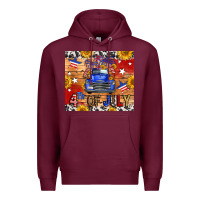 Burgundy Fourth Of July Truck Premium Hoodie - FaDigitalArtStudio