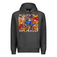 Charcoal Heather Fourth Of July Truck Premium Hoodie - FaDigitalArtStudio