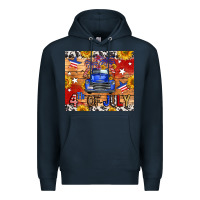 Navy Fourth Of July Truck Premium Hoodie - FaDigitalArtStudio