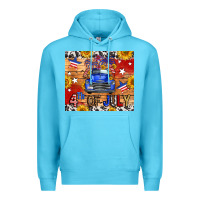 Ocean Blue Fourth Of July Truck Premium Hoodie - FaDigitalArtStudio