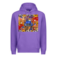 Purple Fourth Of July Truck Premium Hoodie - FaDigitalArtStudio