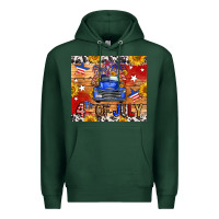 Sports Green Fourth Of July Truck Premium Hoodie - FaDigitalArtStudio