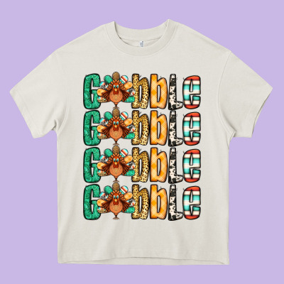 Gobble Till You Wobble Thanksgiving Turkey Heavy Core Tee Designed By Nancycooperartshop