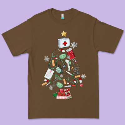 Nurse Christmas Tree Premium Tee Designed By Maliassmallbusiness