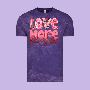 Love More Worry Less Vintage Tee Designed By Ranaportraitstore