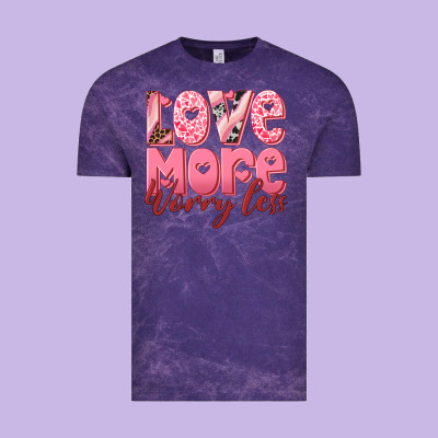 Love More Worry Less Vintage Tee Designed By Ranaportraitstore