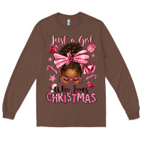 Chestnut just a girl who loves pink christmas afro messy bu Long Sleeve Tee - texasbilliewilder