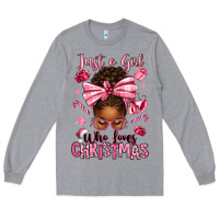 Heather Grey just a girl who loves pink christmas afro messy bu Long Sleeve Tee - texasbilliewilder