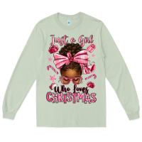 Matcha just a girl who loves pink christmas afro messy bu Long Sleeve Tee - texasbilliewilder