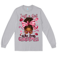 Moon Dust just a girl who loves pink christmas afro messy bu Long Sleeve Tee - texasbilliewilder
