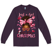 Plum just a girl who loves pink christmas afro messy bu Long Sleeve Tee - texasbilliewilder