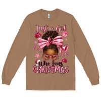 Toasted Coconut just a girl who loves pink christmas afro messy bu Long Sleeve Tee - texasbilliewilder