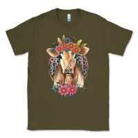 Army Green flower cow Classic Tee - Jasminsmagicworld