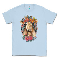 Dusty Blue flower cow Classic Tee - Jasminsmagicworld