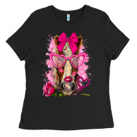 Black valentines day horse with sunglasses Ladies Tee - NancyCooperArtShop