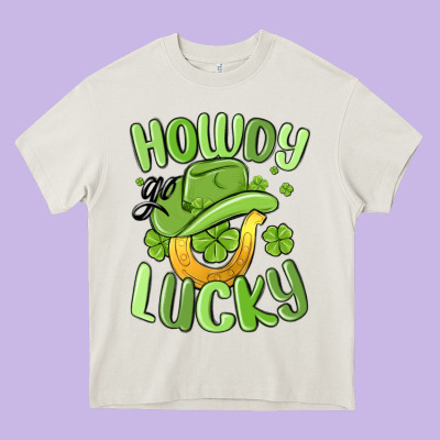 Howdy Go Lucky St Patrics Day Heavy Core Tee Designed By Maliassmallbusiness