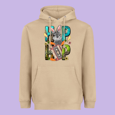 Western Hip Hop Bunny Easter Day Heavyweight Hoodie Designed By Lillyallendesigns
