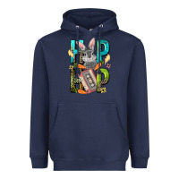 Navy Western hip hop Bunny Easter Day Heavyweight Hoodie - LillyAllenDesigns
