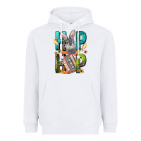 White Western hip hop Bunny Easter Day Heavyweight Hoodie - LillyAllenDesigns