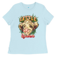 Baby Blue cattle queen Ladies Tee - NancyCooperArtShop