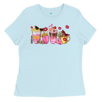 Baby Blue boss lady coffee cups Ladies Tee - NancyCooperArtShop