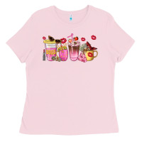 Bubblegum Pink boss lady coffee cups Ladies Tee - NancyCooperArtShop