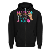 Black nail tech life bbs Zipper Hoodie - BundleAndBundleShop