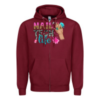 Burgundy nail tech life bbs Zipper Hoodie - BundleAndBundleShop