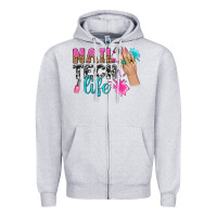 Heather Grey nail tech life bbs Zipper Hoodie - BundleAndBundleShop